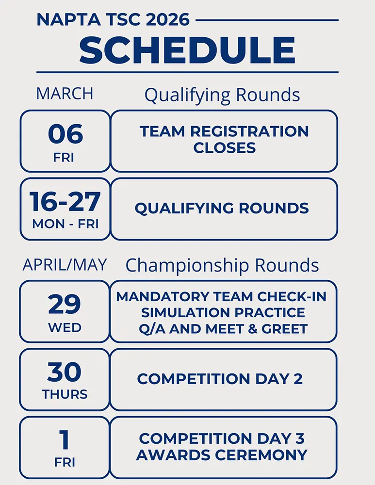 NAPTA TSC 2026 Schedule